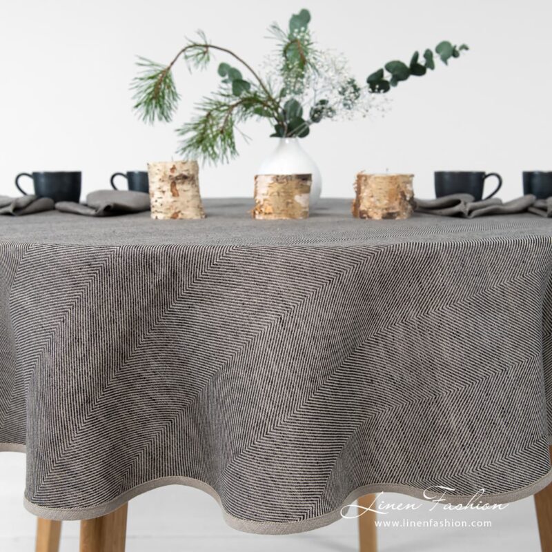 Linen cotton round (oval) tablecloth