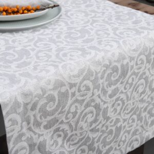 ATLANTA Tischläufer mehrfarbig 4 ATLANTA light grey linen runner with silver lurex