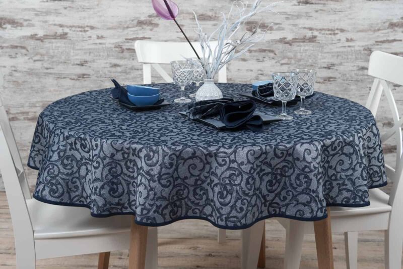 ATLANTA Tischdecke runde (ovale) blaue