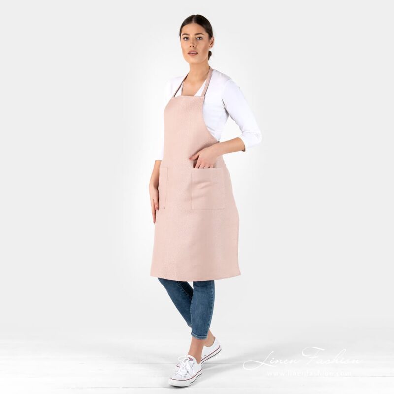CANDY rosy linen cotton apron in full size