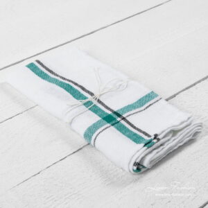 Küchentuch 7 3 Washed white kitchen towel, green checks