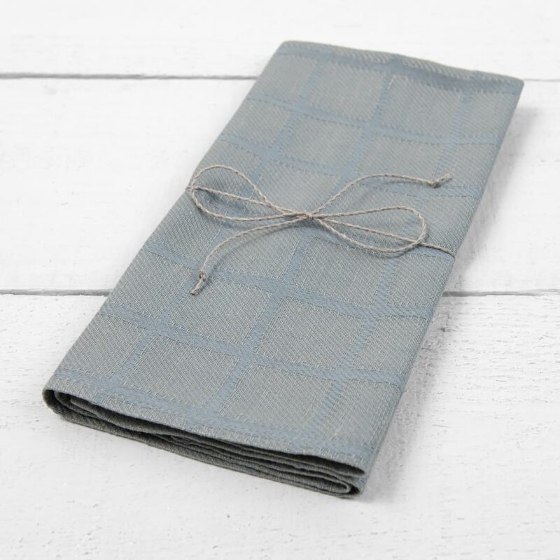linen cotton jacquard towel blue grey