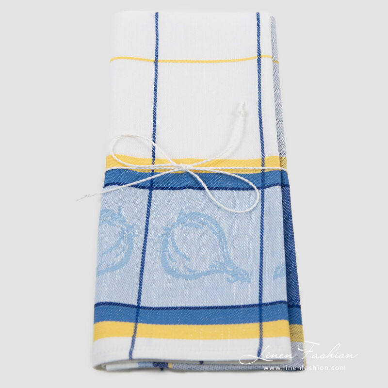 Jacquard linen cotton towel, veggies motif.