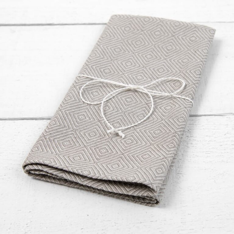 linen cotton beige towel in rhombus
