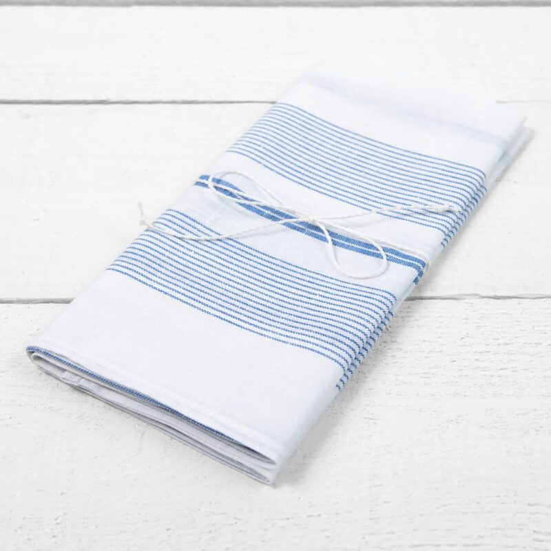 linen cotton towel white blue stripes