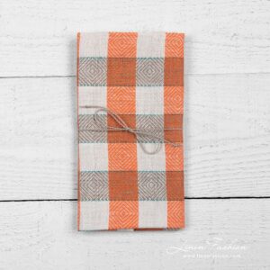 Küchentuch 43 4 Linen kitchen towel in check and rhombuses pattern