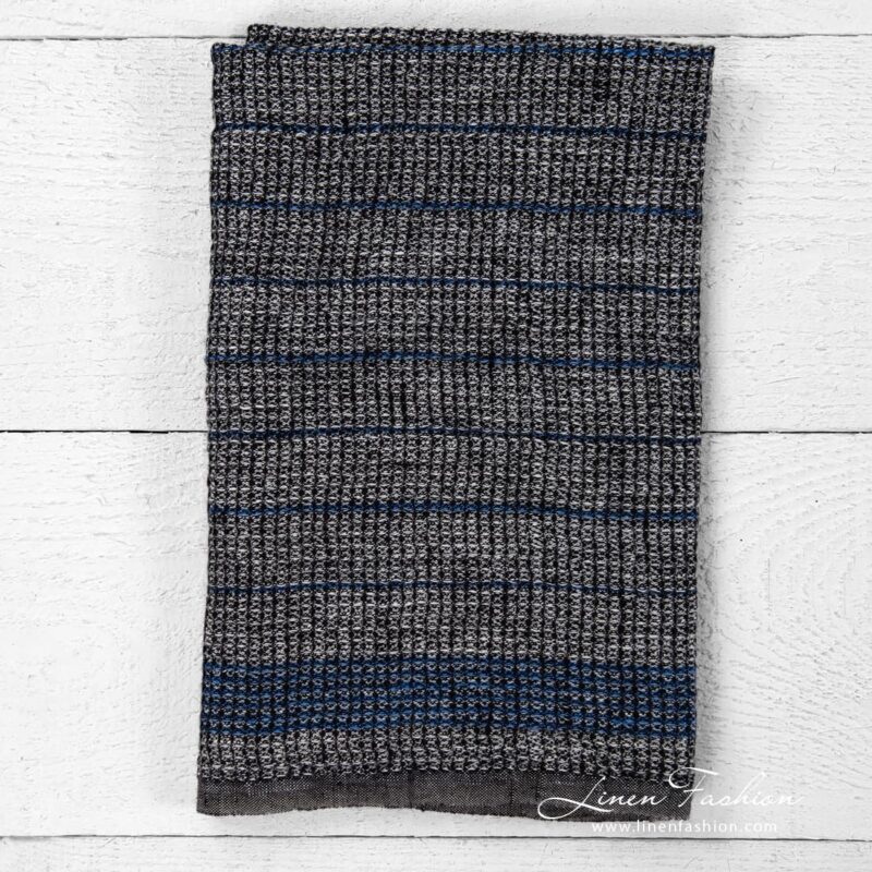 Black kitchen towel in waffle weave