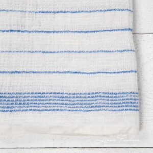 Küchentuch 34 6 White kitchen towel with blue stripes, waffle weave