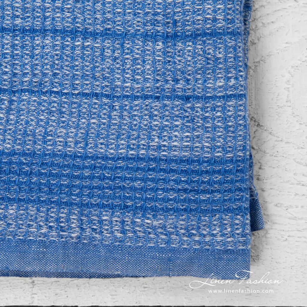 Küchentuch 33 3 Striped blue kitchen towel, waffle weave