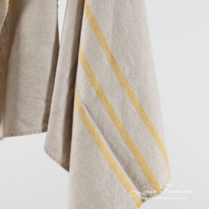VILLA natural color linen towel with stripes