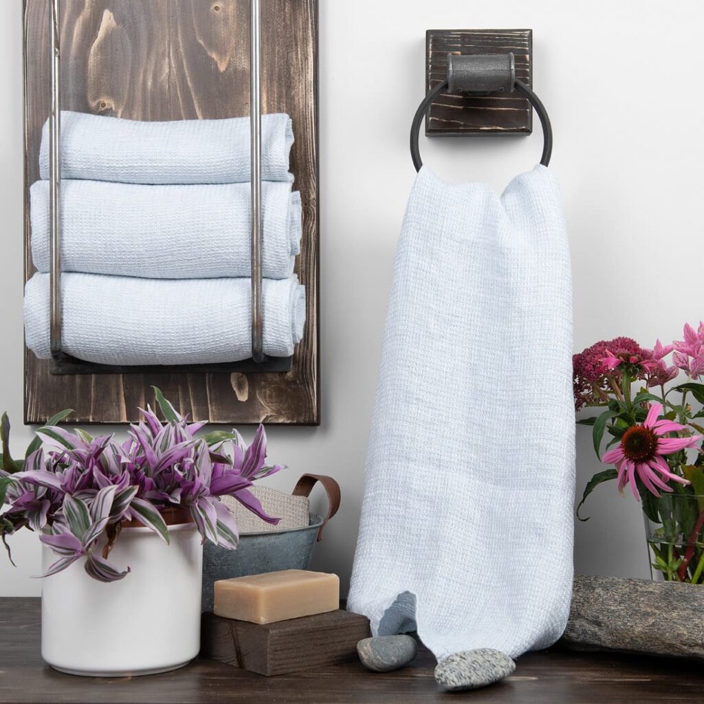 PURO Handtuch eisblau 1 PURO light blue linen towel