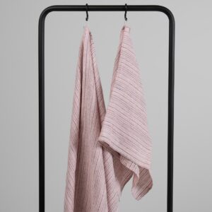 PURO Handtuch rosa gestreift 10 Linen pink striped waffle bath towels, 100% linen