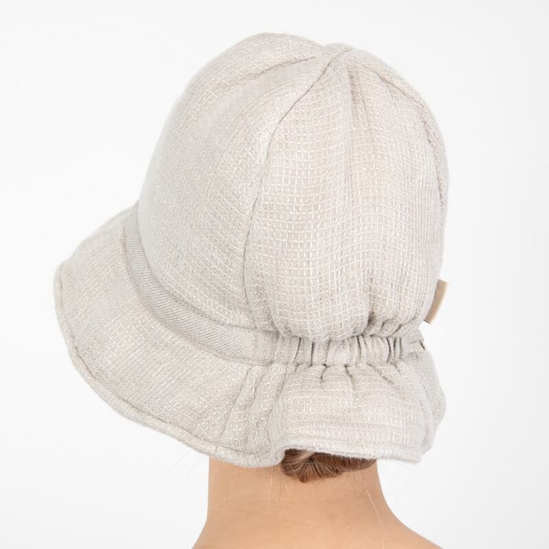 natural linen sauna hat from back