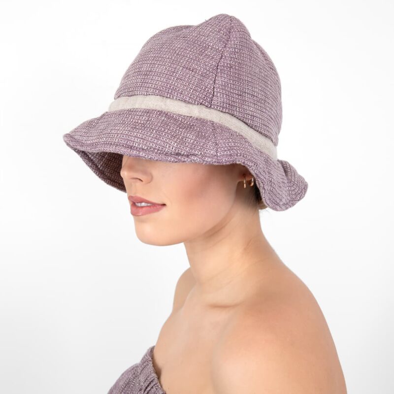 violet linen sauna hat