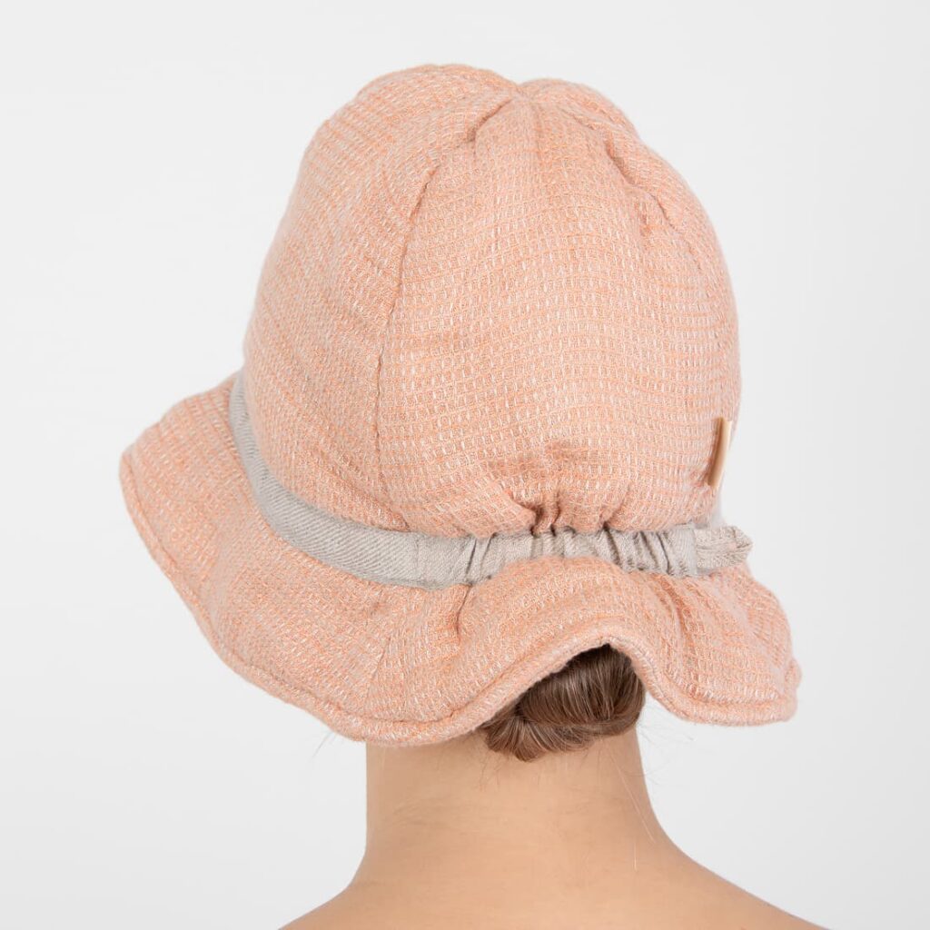 PURO Saunamütze hellbraun meliert 2 powder brown linen sauna hat, washed