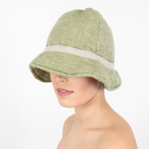 PURO Saunamütze grün meliert 5 green linen sauna hat