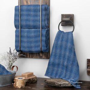 BINGO blaues Handtücherset 9 BINGO blue linen bath towel