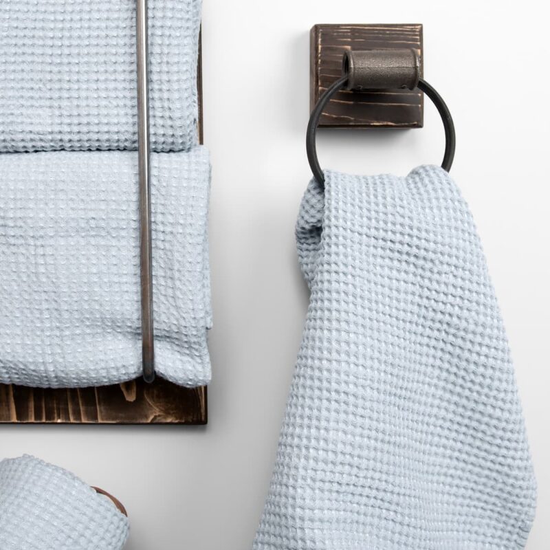 Linen cotton blue waffle towel, big size