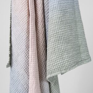 VITO Handtuch rosa-grau 14 Pink grey cotton-hemp bath towel, waffle weave
