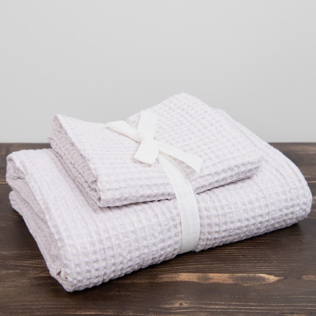 BINGO Handtuch helllila 5 linen cotton light lilac towel, set.