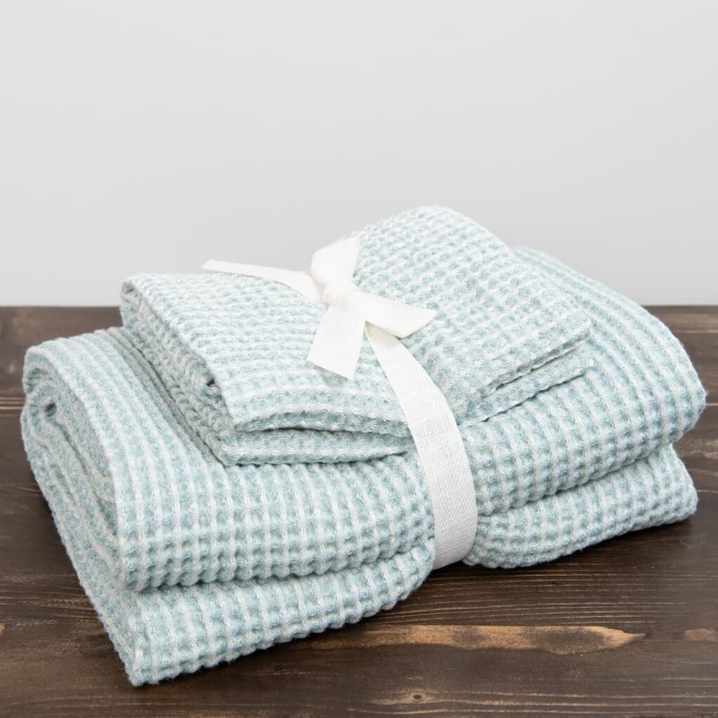 BINGO Handtuch bläulichgrün 2 linen cotton aqua bath towel, set