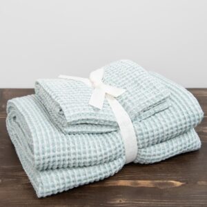 BINGO Handtuch bläulichgrün 12 linen cotton aqua bath towel, set
