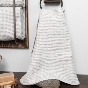 BINGO Handtuch bläulichgrau 12 linen cotton ice grey bath towel, waffle