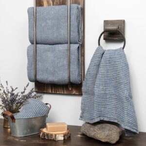 BINGO Handtuch beige-blau 11 grey blue linen cotton bath towel