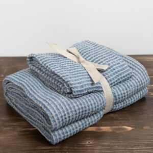 BINGO Handtuch beige-blau 12 grey blue linen cotton bath towel, set