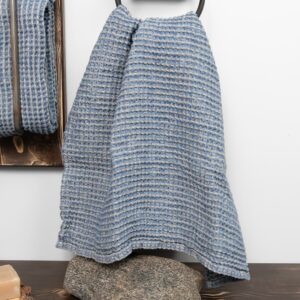 BINGO Handtuch beige-blau 13 grey blue linen cotton bath towel, washed
