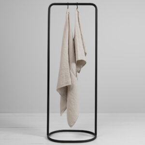 Beige linen striped bath towel