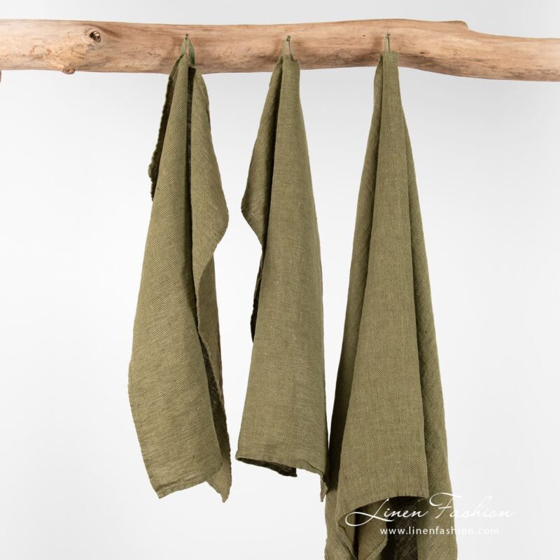 FLINT green linen towel