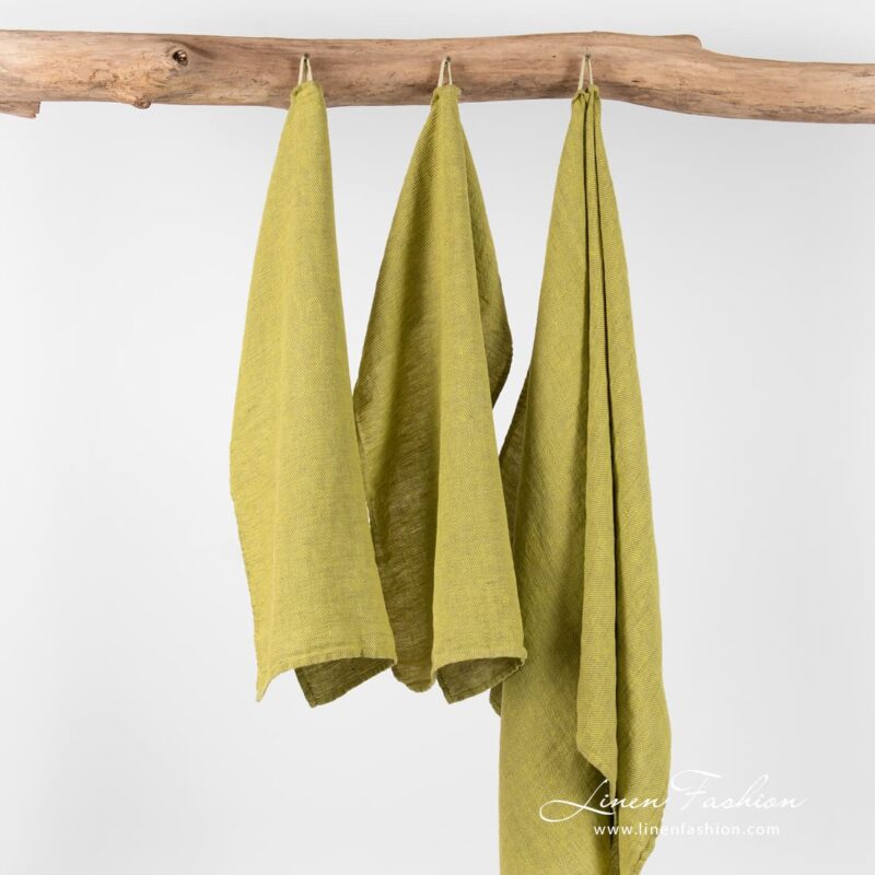 FLINT yellow green linen towel