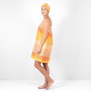 BINGO Saunakilt orange 12 orange linen wrap towel.