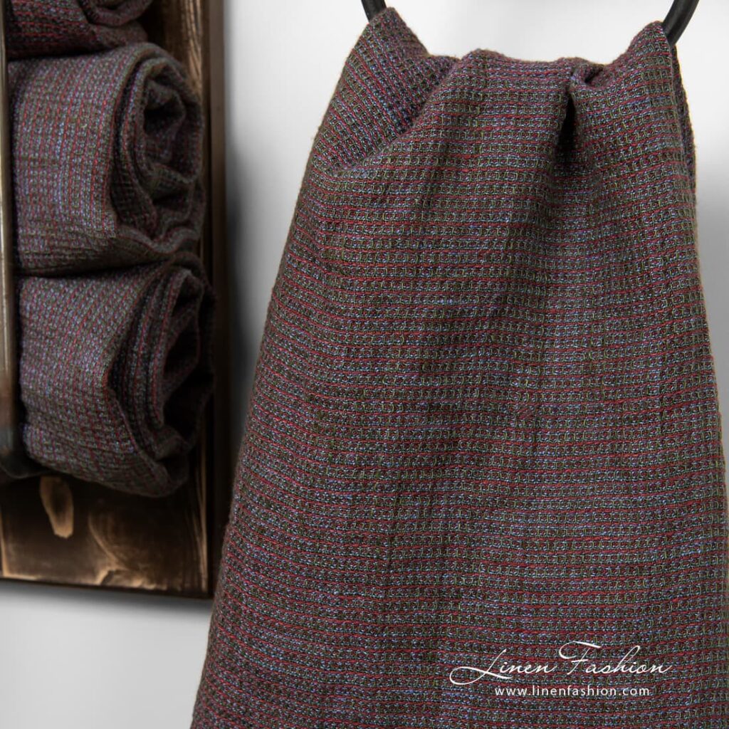PURO Handtuch bunt 2 Multicolored linen towel, waffle pattern
