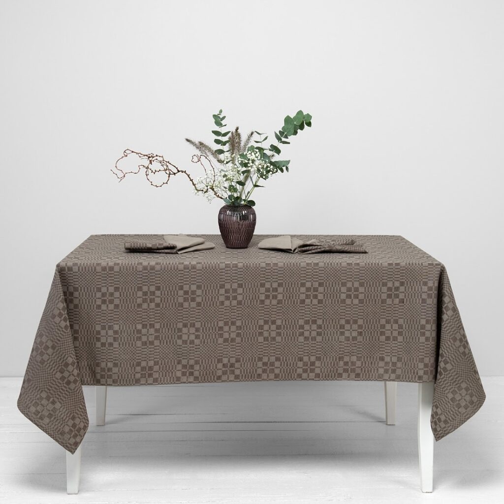 WILLOW linen cotton brown tablecloth