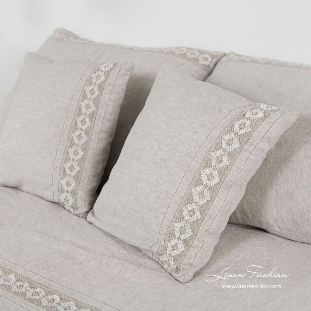 VINGO Rosa Bettwäsche 5 ROJUS white bed linen decorative laces