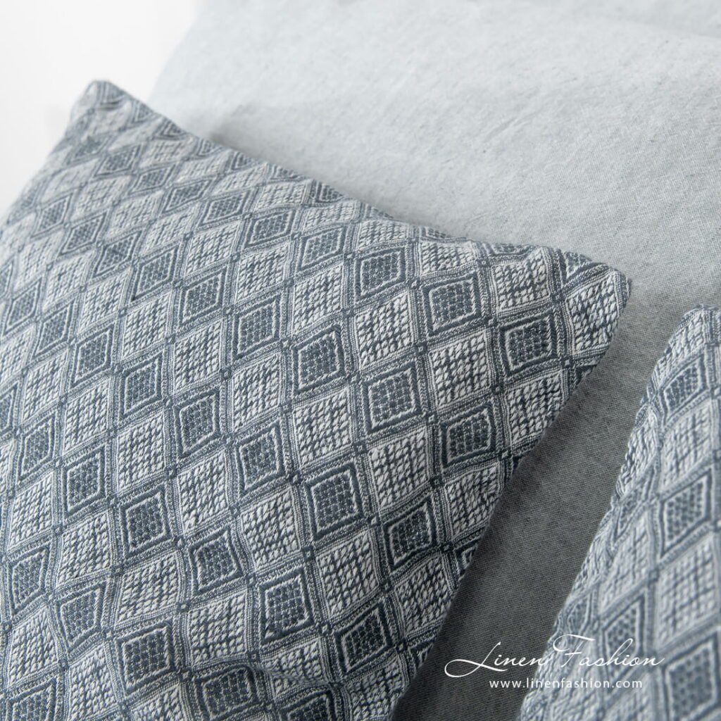 STONA Rosa Bettwäsche 5 linen cotton blue grey bedlinen with cushion covers from Alabama.