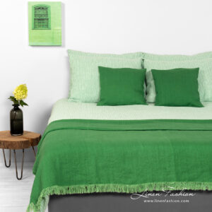 FROGA Rosa Bettwäsche 11 bedlinen green stripes - set of duvet cover, pillow case, sheets.