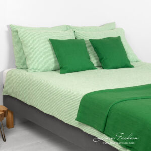 FROGA Rosa Bettwäsche 20 bedlinen green stripes, 100% linen.