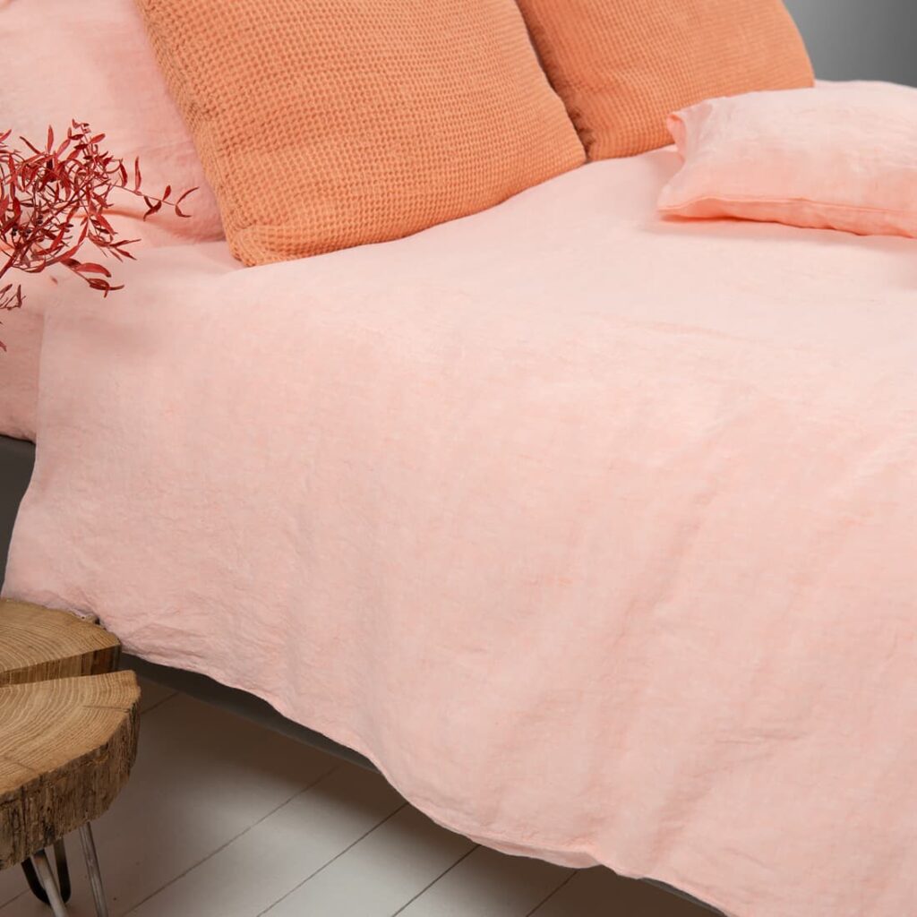 FUZZA Rosa Bettwäsche 3 duvet cover peach, 100% linen