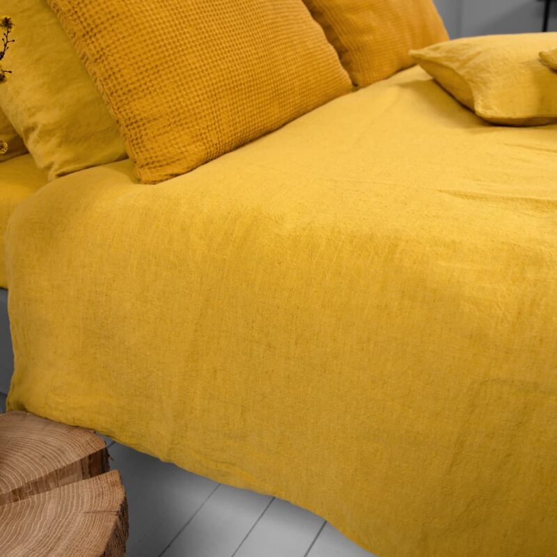 mustard yellow duvet cover, washed