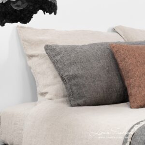 LEILA graue Kissenhülle 10 Linen cushion cover in grey, leila.