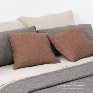 LEILA braune Kissenhülle 9 Brown linen cushion cover, leila.