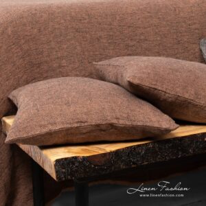 LEILA braune Kissenhülle 10 100% linen brown cushion cover, leila.