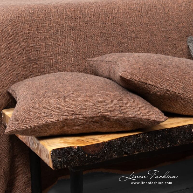 100% linen brown cushion cover, leila.