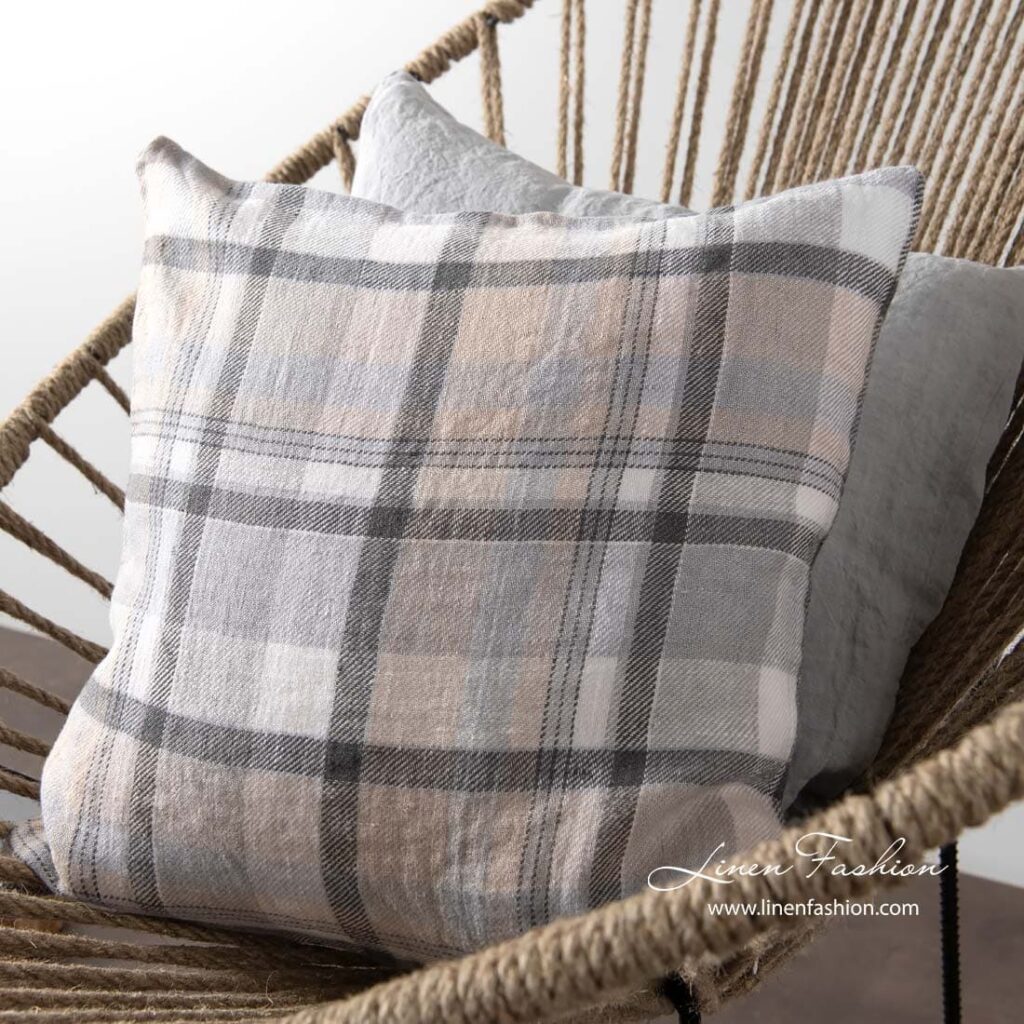 JARA Kissenhülle grau 1 Grey linen cushion cover, jara.