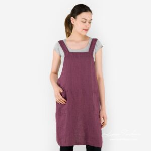 MEIDA Schürze beerenrot 9 Dark red linen apron, meida.