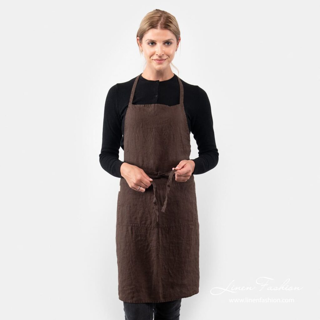 GAMMA Schürze dunkelbraun 1 Dark brown linen apron, gamma.