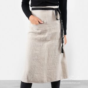 BISTRO maxi Schürze naturgrau 8 100% linen long apron in grey color.